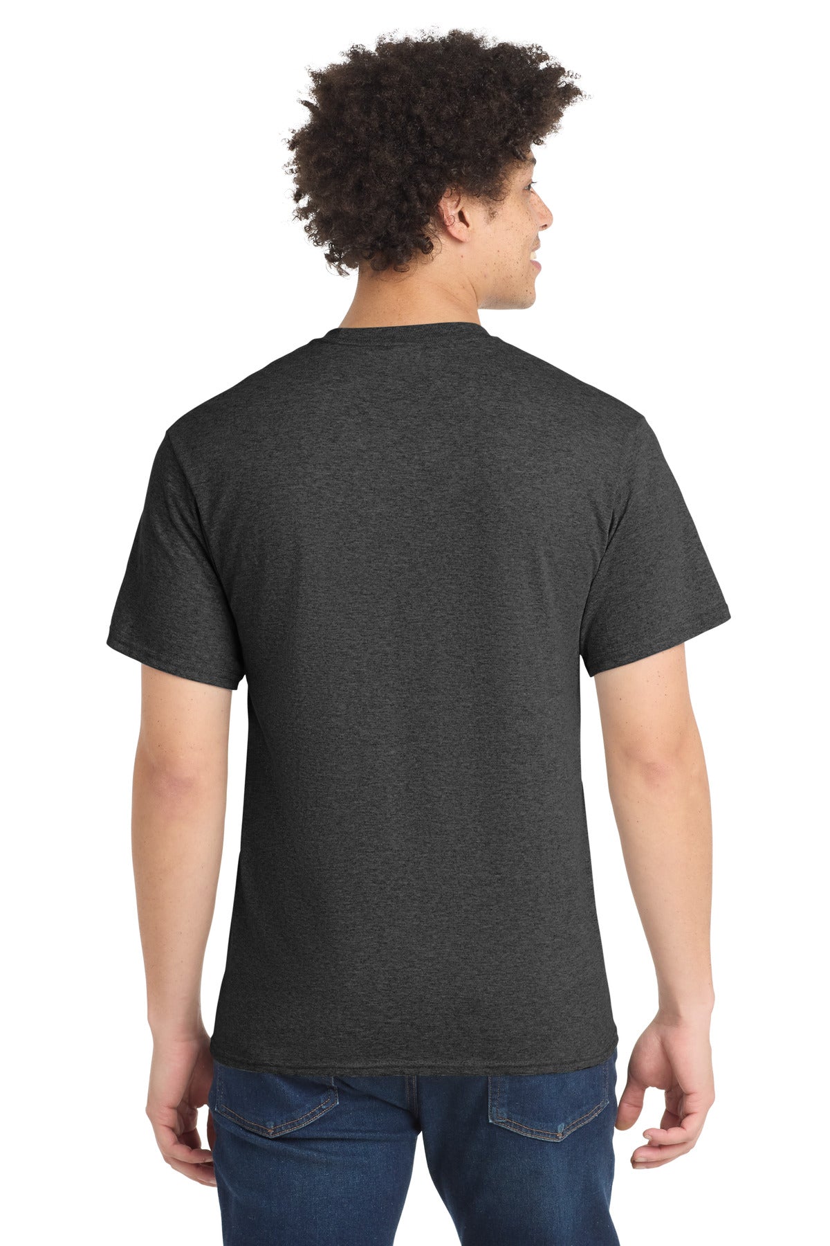 Dark Hthr Grey Port & Company Tall Core Blend Tee. PC55T