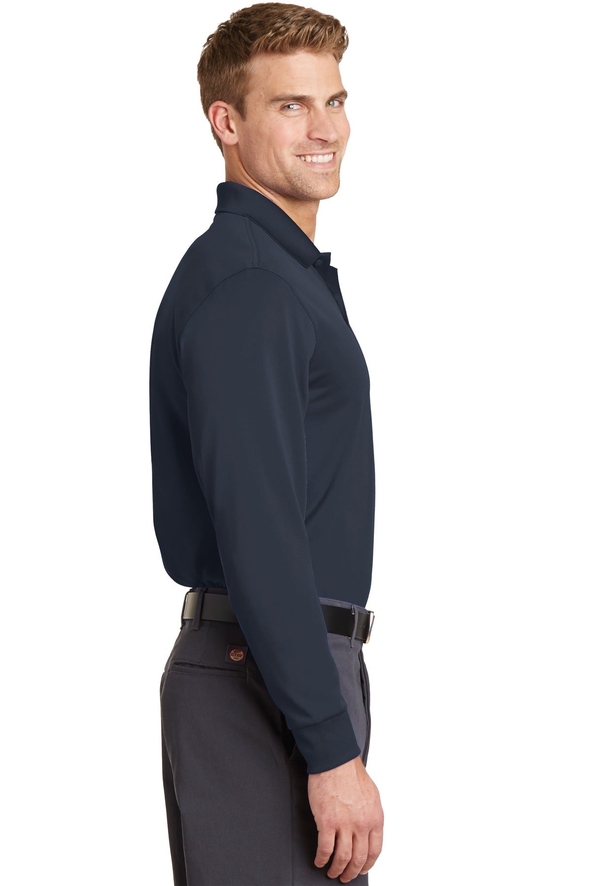 Dark Navy CornerStone Select Snag-Proof Long Sleeve Polo. CS412LS