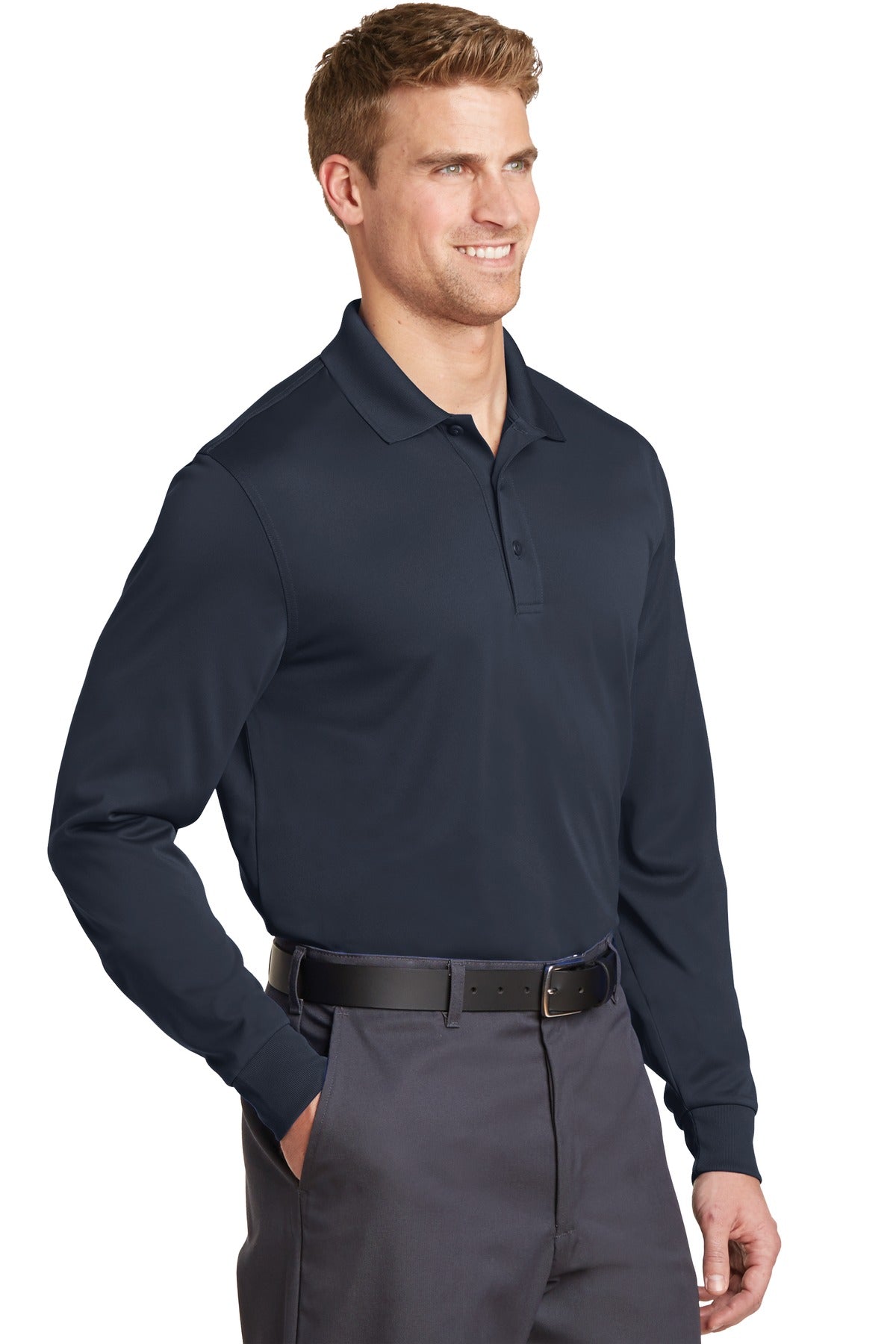 Dark Navy CornerStone Select Snag-Proof Long Sleeve Polo. CS412LS