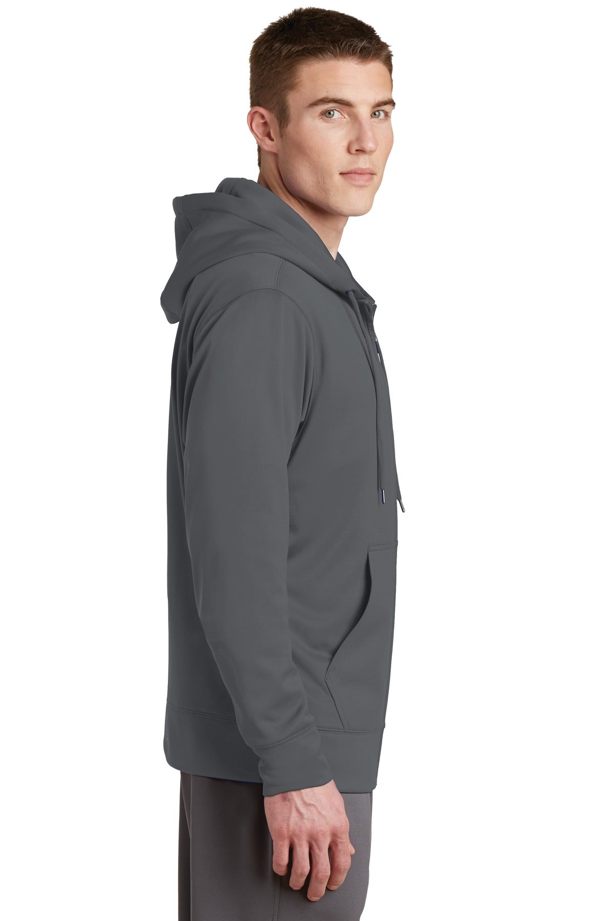 Dark Smk Grey Sport-Tek Sport-Wick Fleece Full-Zip Hooded Jacket. ST238
