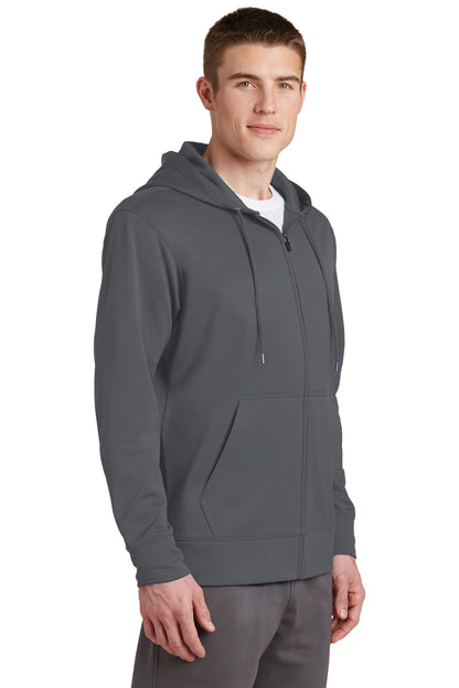 Dark Smk Grey Sport-Tek Sport-Wick Fleece Full-Zip Hooded Jacket. ST238