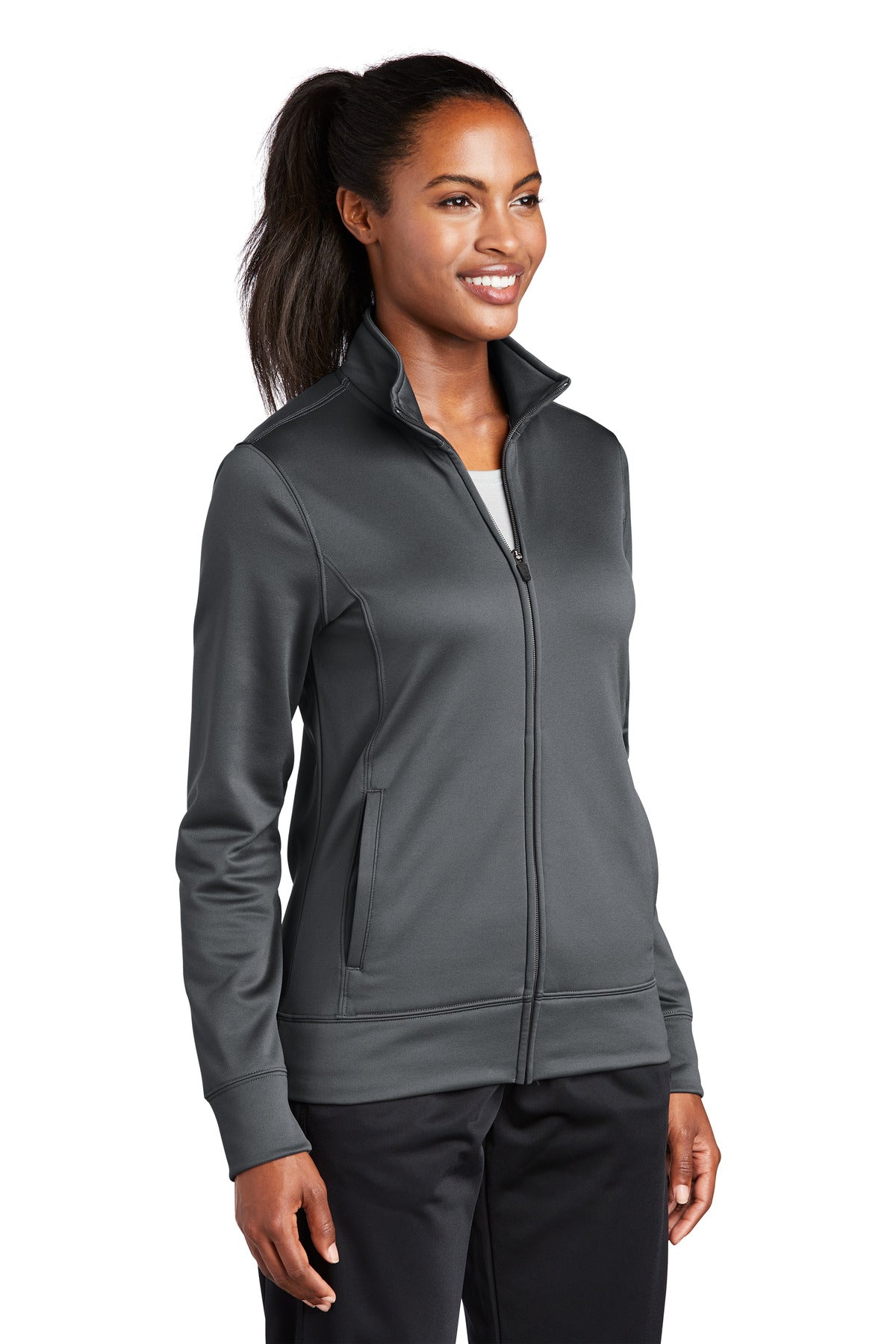 Dark Smk Grey Sport-Tek Women's Sport-Wick Fleece Full-Zip Jacket. LST241