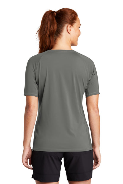 Dark Smoke Gry Sport-Tek Women's Rashguard Tee. LST470