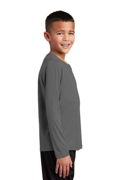 Dark Smoke Gry Sport-Tek Youth Posi-UV Pro Long Sleeve Tee. YST420LS