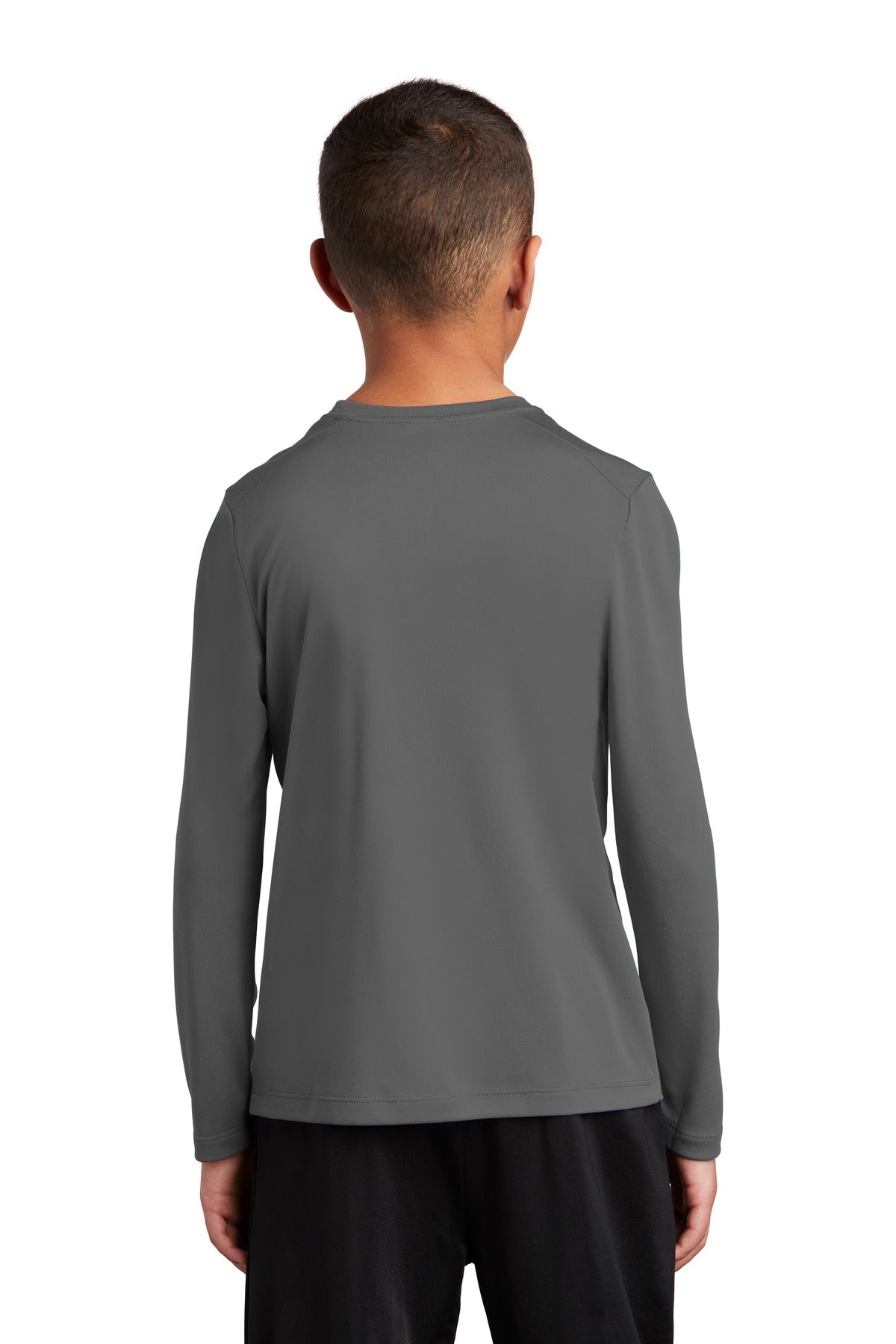 Dark Smoke Gry Sport-Tek Youth Posi-UV Pro Long Sleeve Tee. YST420LS