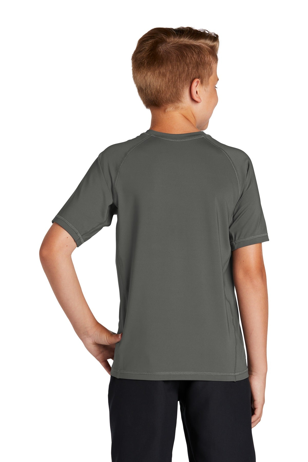 Dark Smoke Gry Sport-Tek Youth Rashguard Tee. YST470