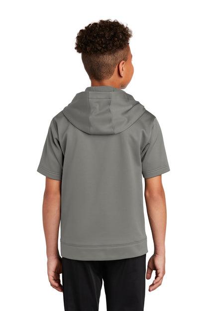 Dark Smoke Gry Sport-Tek Youth Sport-Wick Fleece Short Sleeve Hooded Pullover. YST251