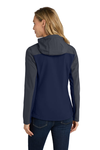 DB Nvy/Bat Gry Port Authority Women's Hooded Core Soft Shell Jacket. L335