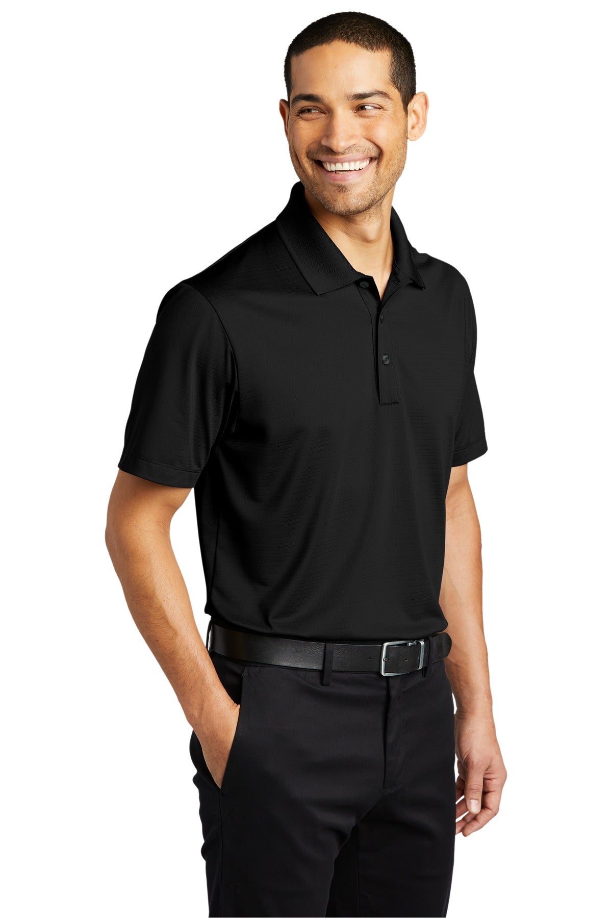 Deep Black Port Authority Eclipse Stretch Polo. K587