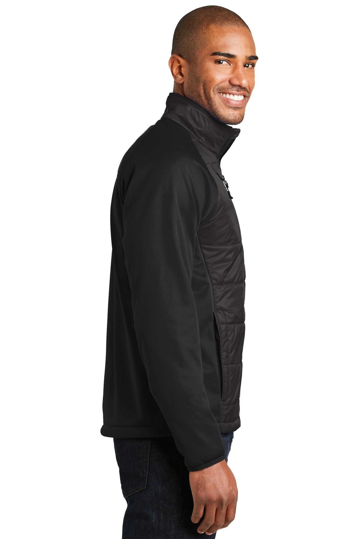 Deep Black Port Authority Hybrid Soft Shell Jacket. J787