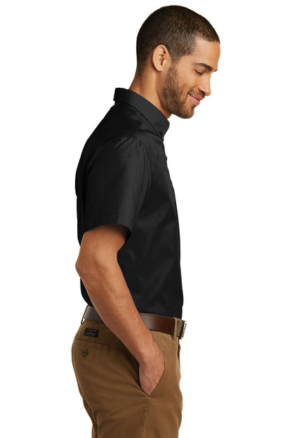 Deep Black Port Authority Short Sleeve Carefree Poplin Shirt. W101