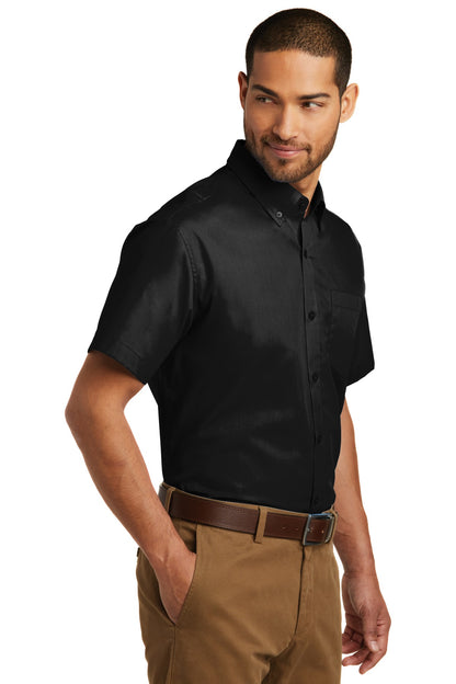 Deep Black Port Authority Short Sleeve Carefree Poplin Shirt. W101