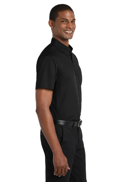 Deep Black Port Authority Short Sleeve Carefree Poplin Shirt. W101