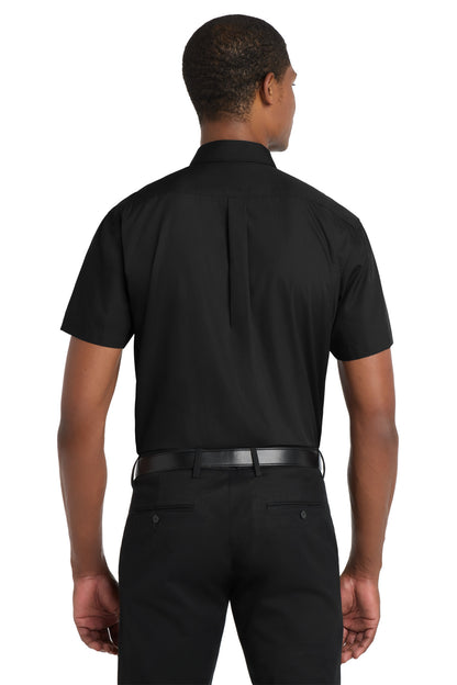 Deep Black Port Authority Short Sleeve Carefree Poplin Shirt. W101