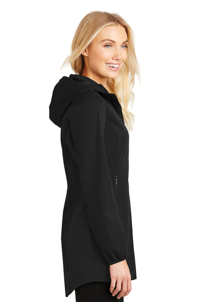 Deep Black Port Authority Women's Active Hooded Soft Shell Jacket. L719