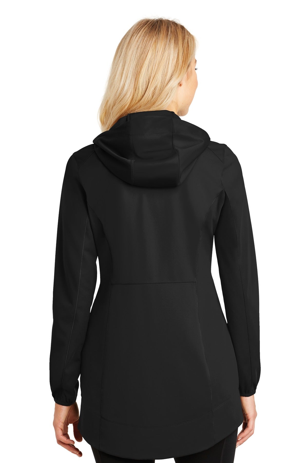Deep Black Port Authority Women's Active Hooded Soft Shell Jacket. L719