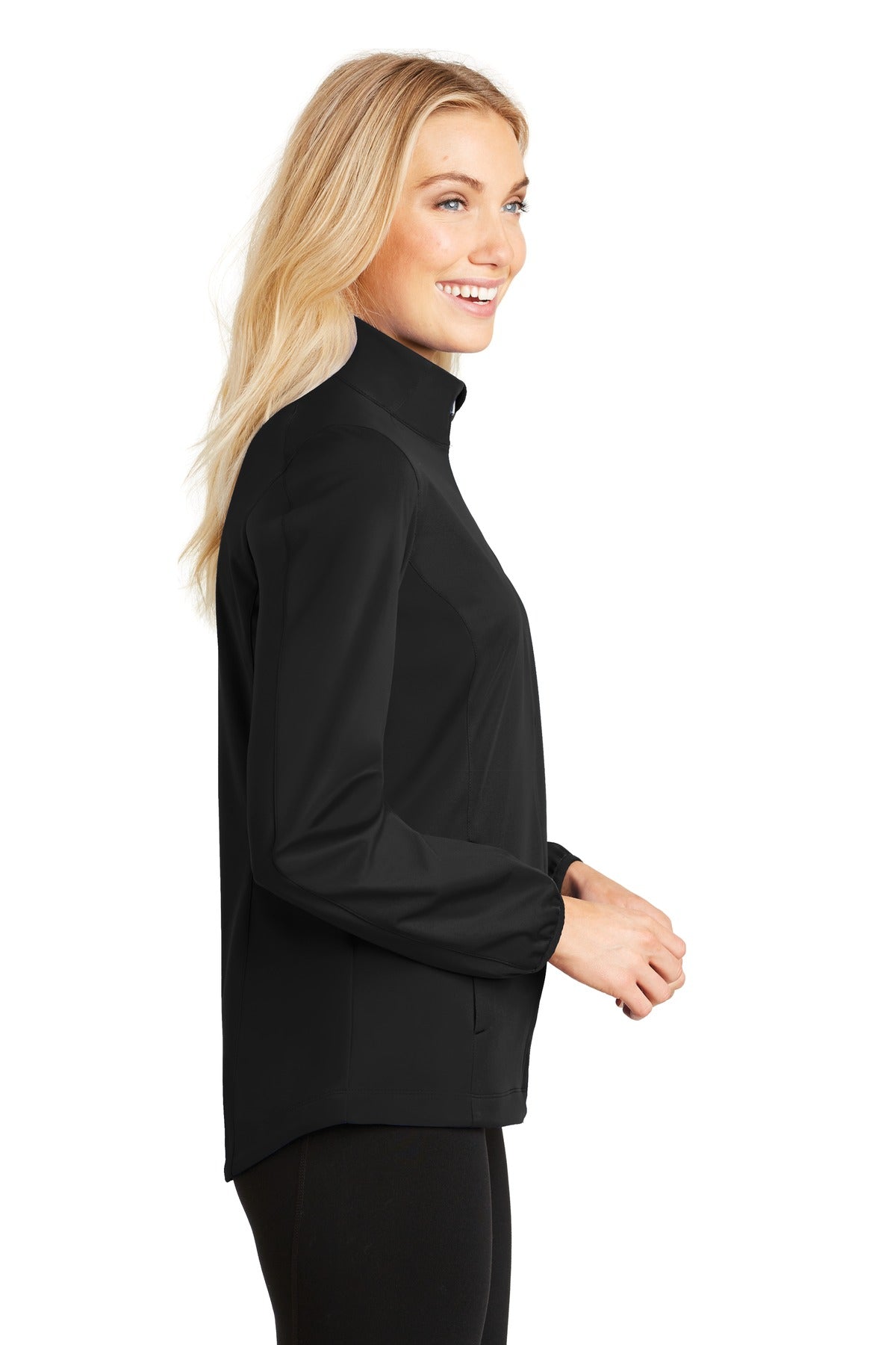 Deep Black Port Authority Women's Active Soft Shell Jacket. L717