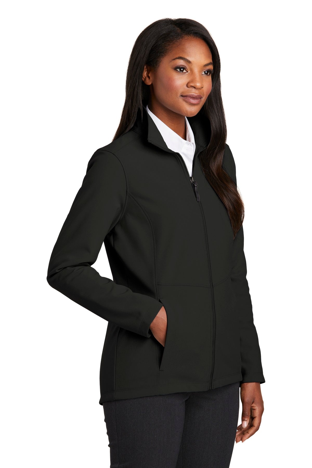 Deep Black Port Authority Women's Collective Soft Shell Jacket. L901