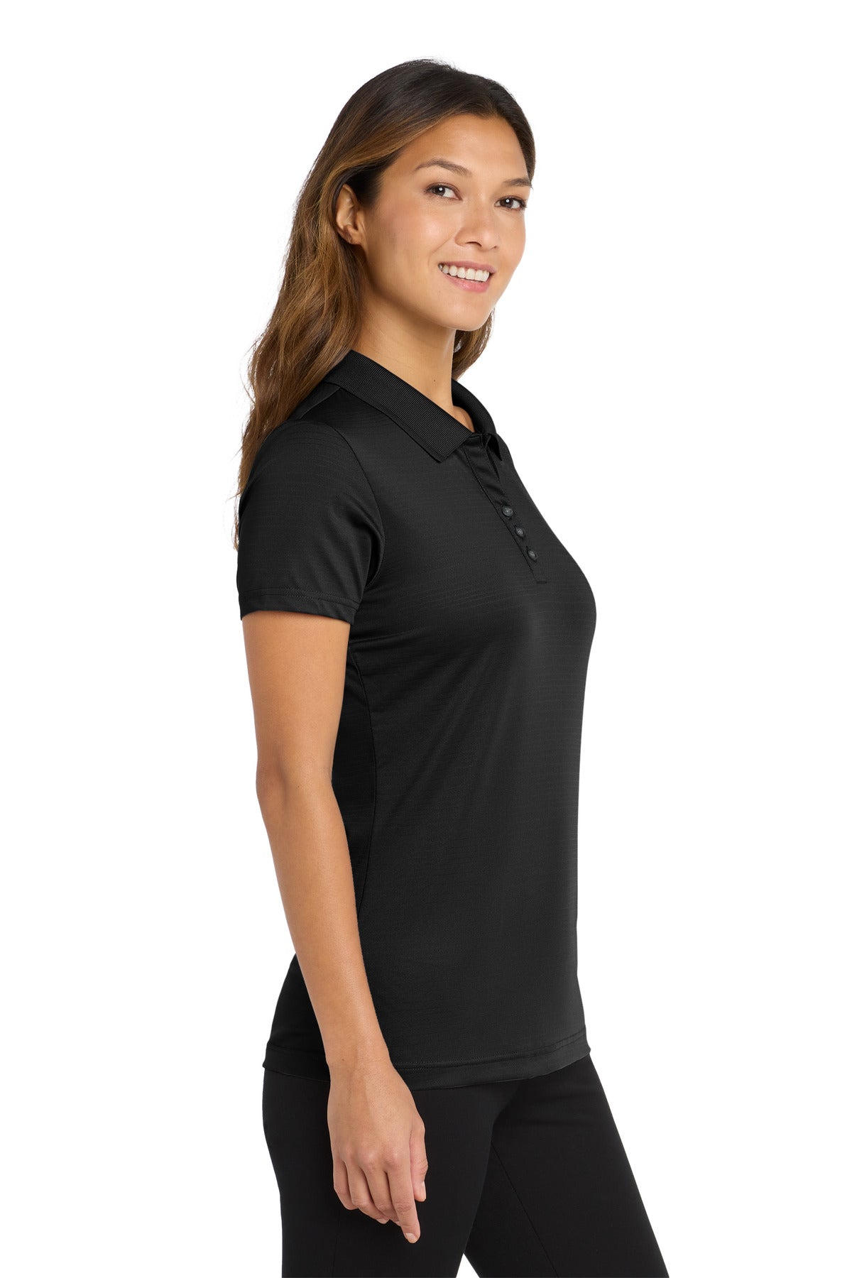 Deep Black Port Authority Women's Eclipse Stretch Polo. LK587