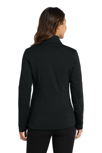 Deep Black Port Authority Women's Grid Fleece Jacket. L239