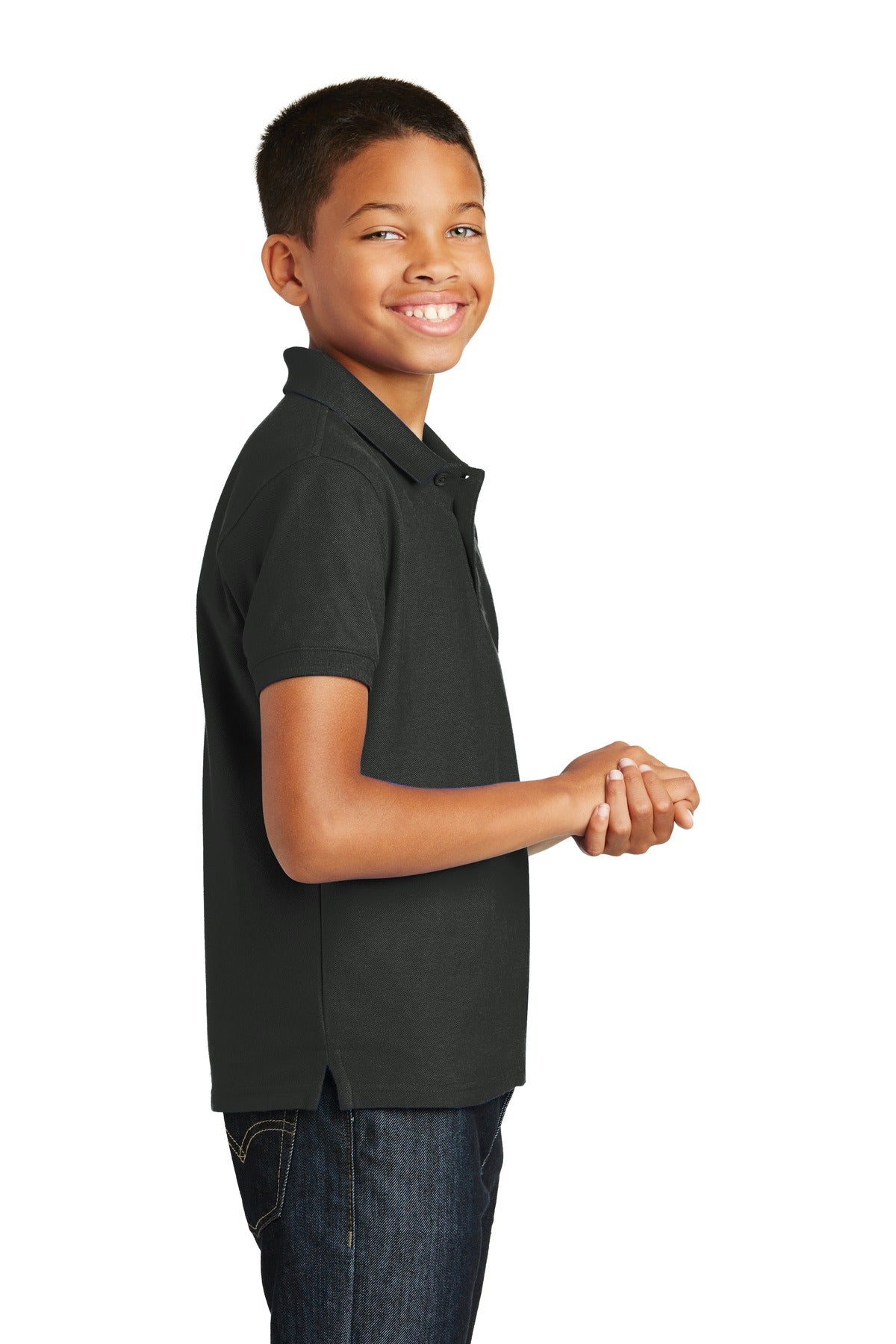 Deep Black Port Authority Youth Core Classic Pique Polo. Y100