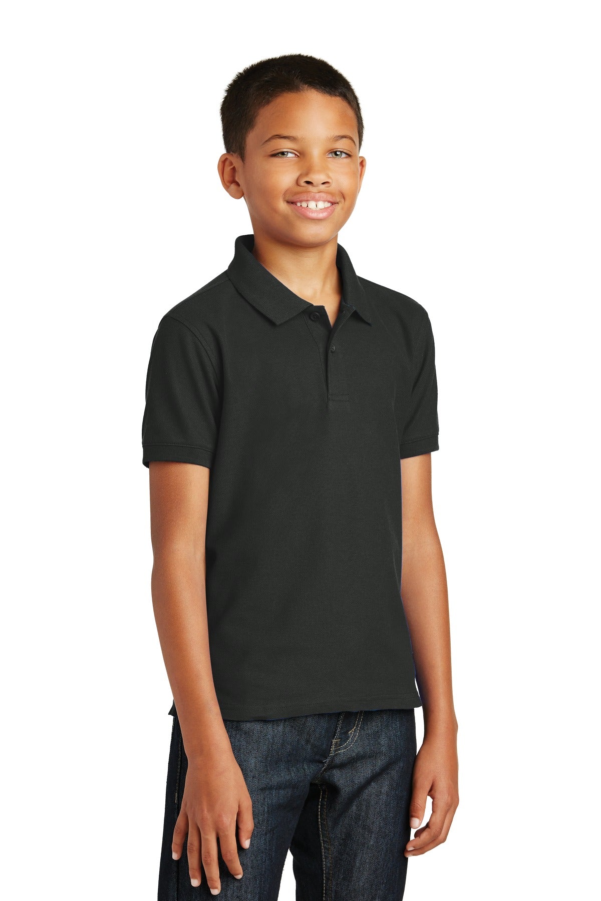 Deep Black Port Authority Youth Core Classic Pique Polo. Y100