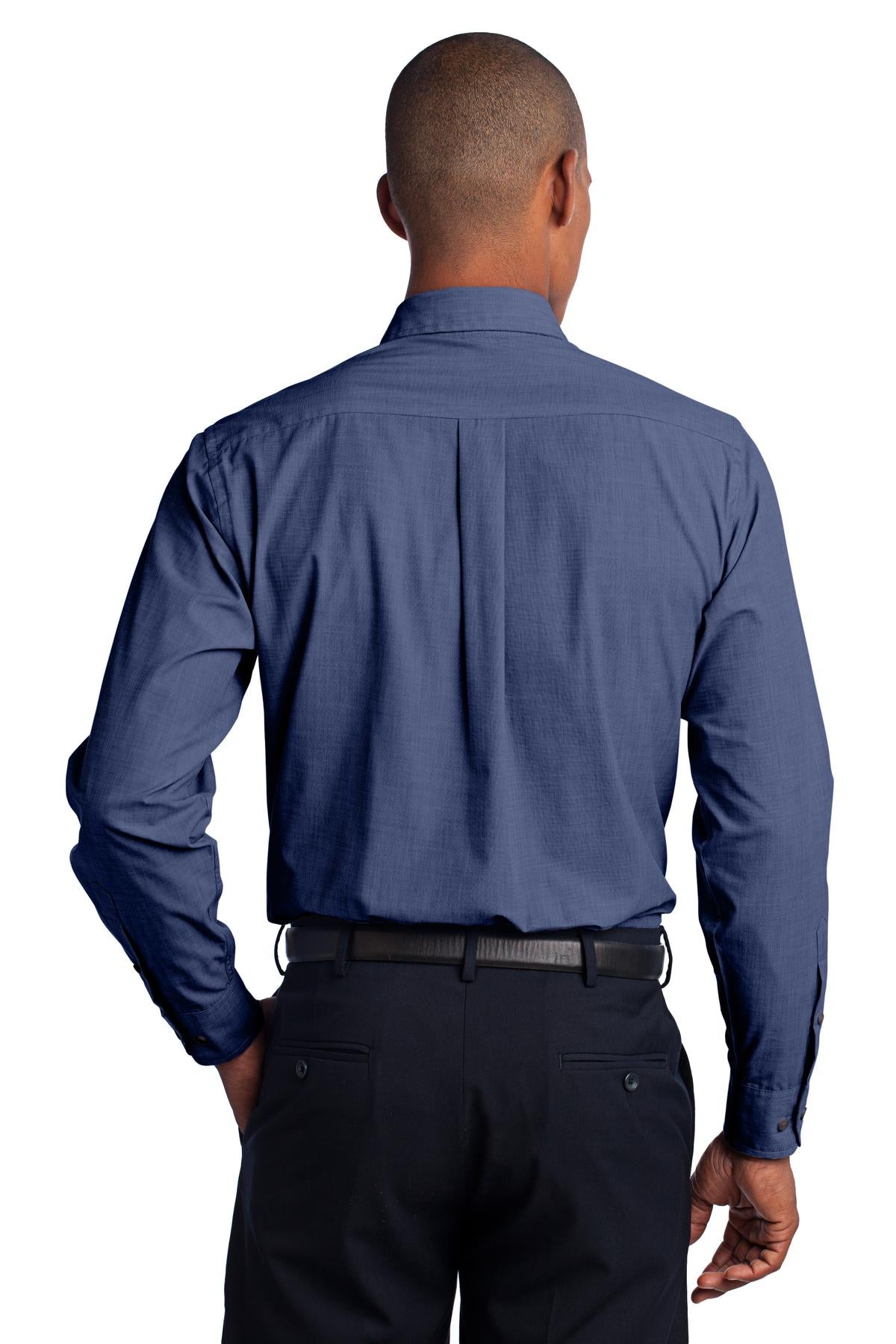 Deep Blue Port Authority Crosshatch Easy Care Shirt. S640