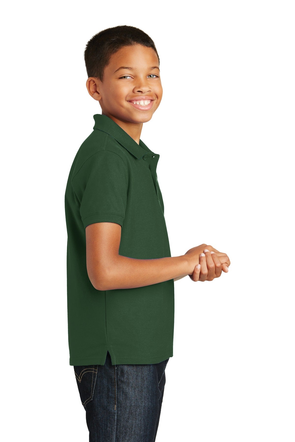 Deep For Green Port Authority Youth Core Classic Pique Polo. Y100