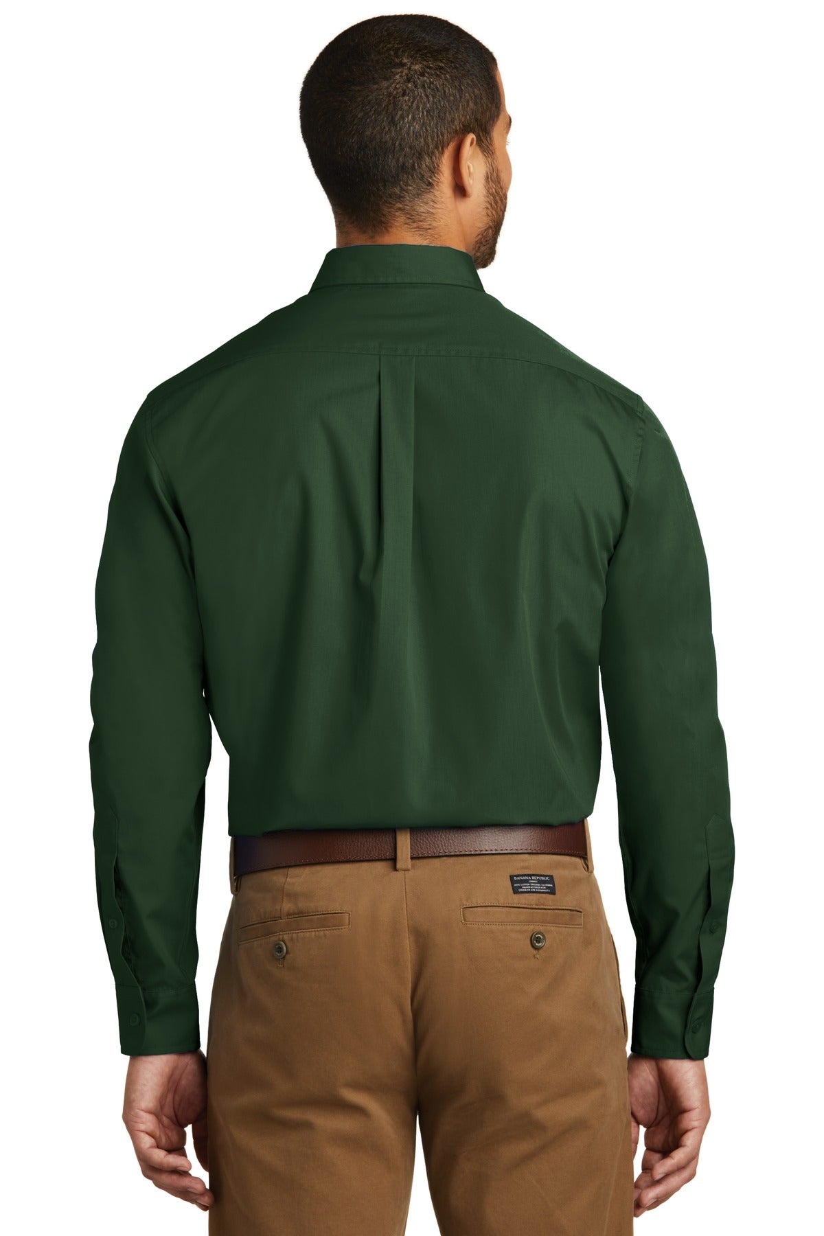 Deep Forest Gn Port Authority Long Sleeve Carefree Poplin Shirt. W100