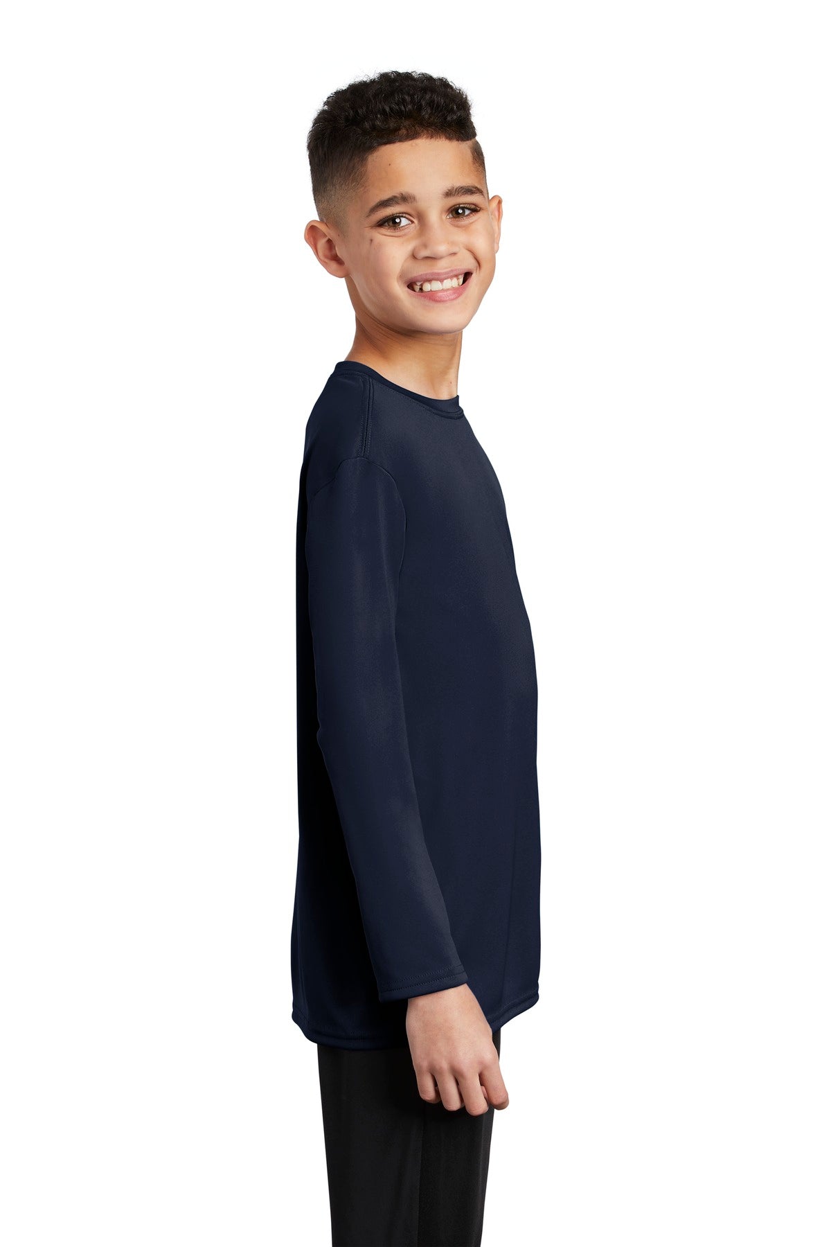 Deep Navy Port & Company Youth Long Sleeve Performance Tee PC380YLS