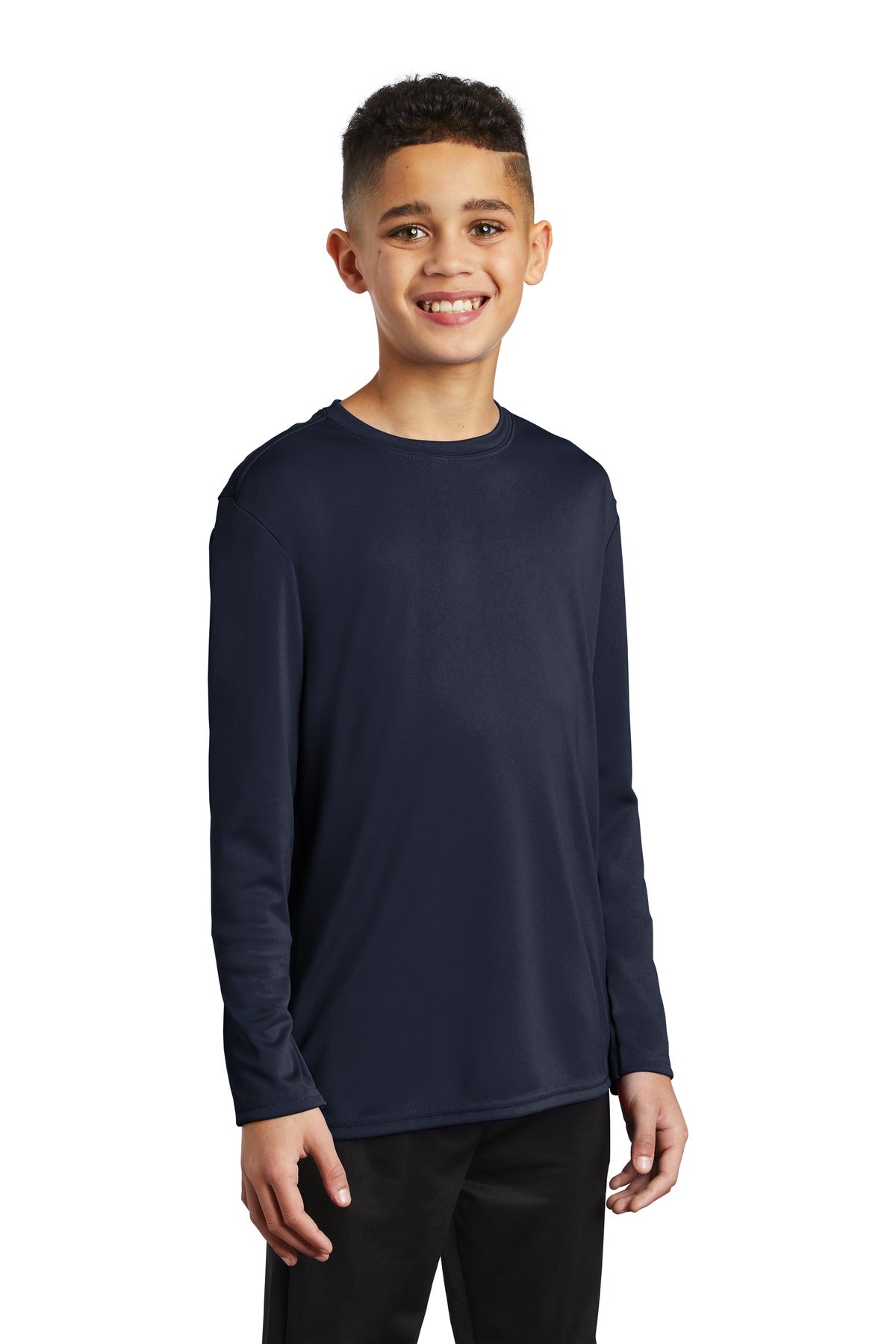 Deep Navy Port & Company Youth Long Sleeve Performance Tee PC380YLS