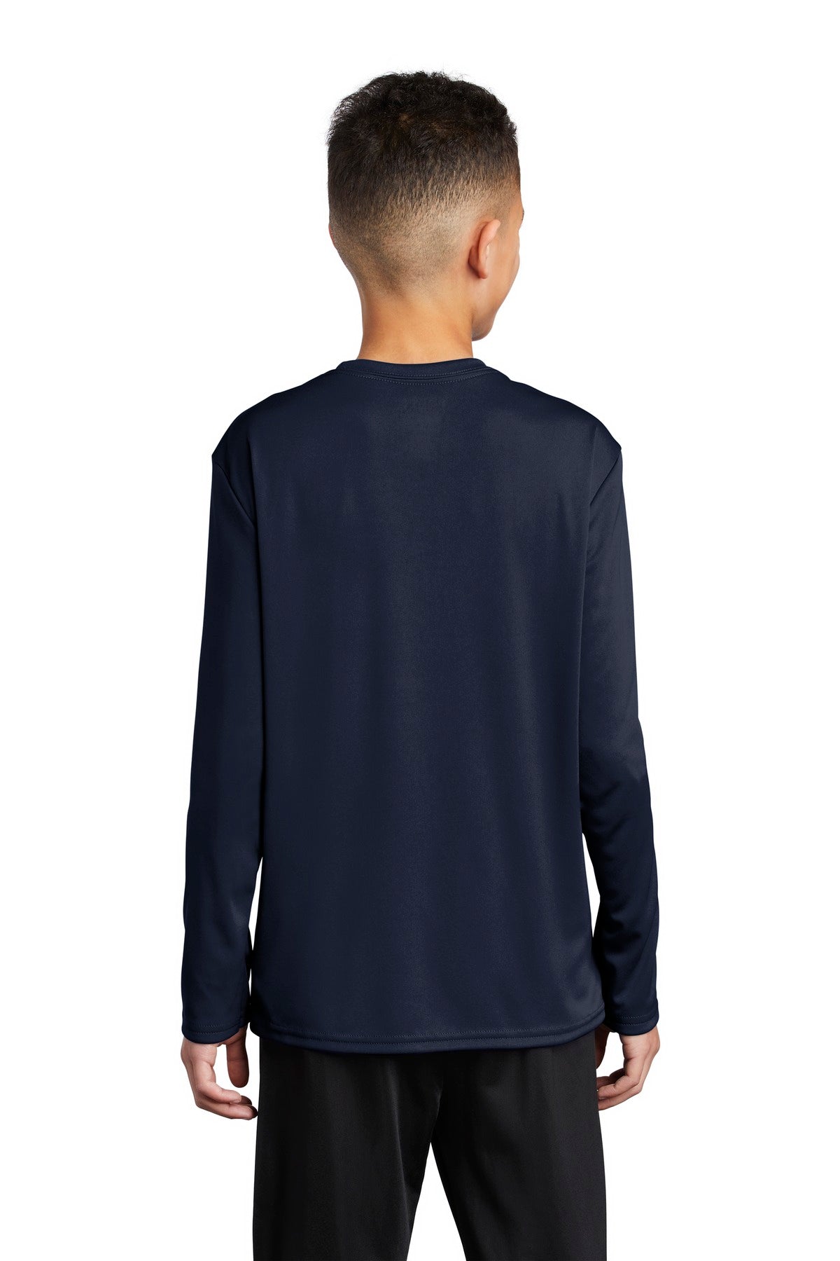 Deep Navy Port & Company Youth Long Sleeve Performance Tee PC380YLS