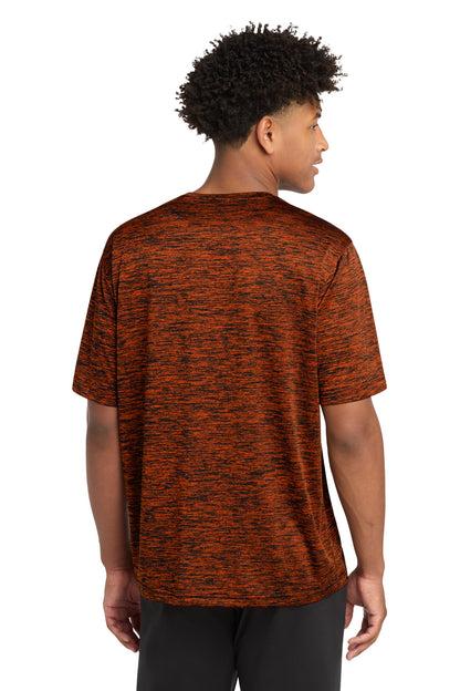 Deep Or-Blk El Sport-Tek PosiCharge Electric Heather Tee. ST390