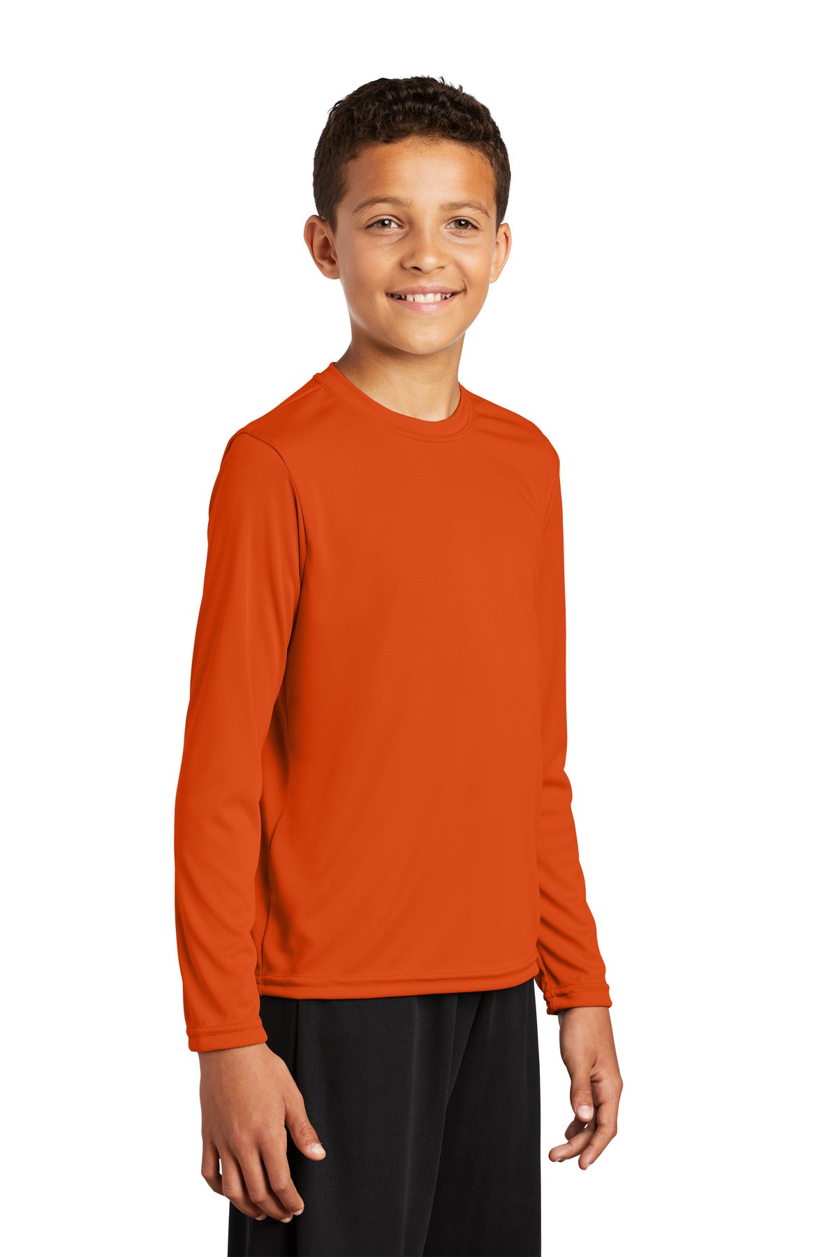 Deep Orange Sport-Tek Youth Long Sleeve PosiCharge Competitor Tee. YST350LS