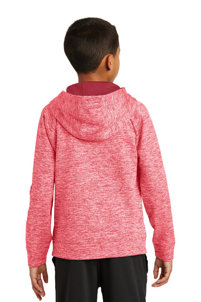 Deep Red Elect Sport-Tek Youth PosiCharge Electric Heather Fleece Hooded Pullover. YST225