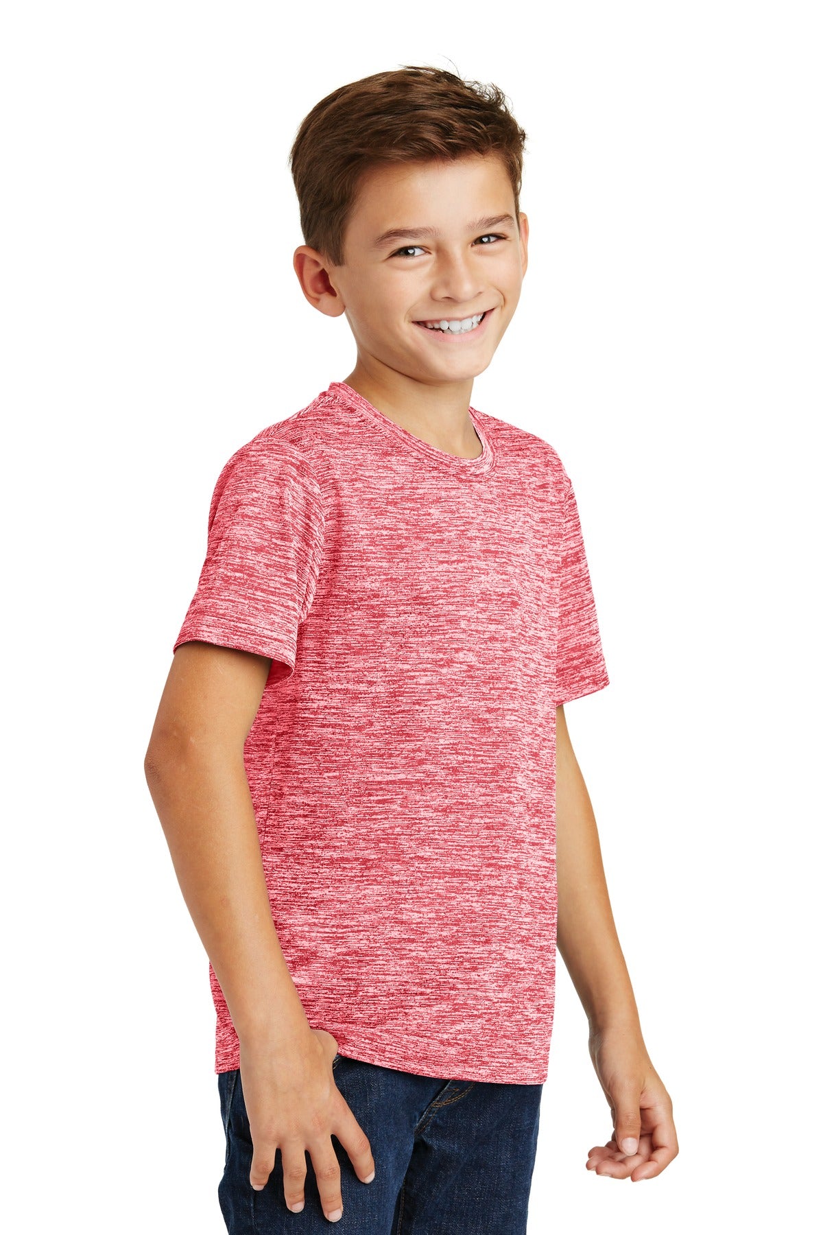 Deep Red Elect Sport-Tek Youth PosiCharge Electric Heather Tee. YST390
