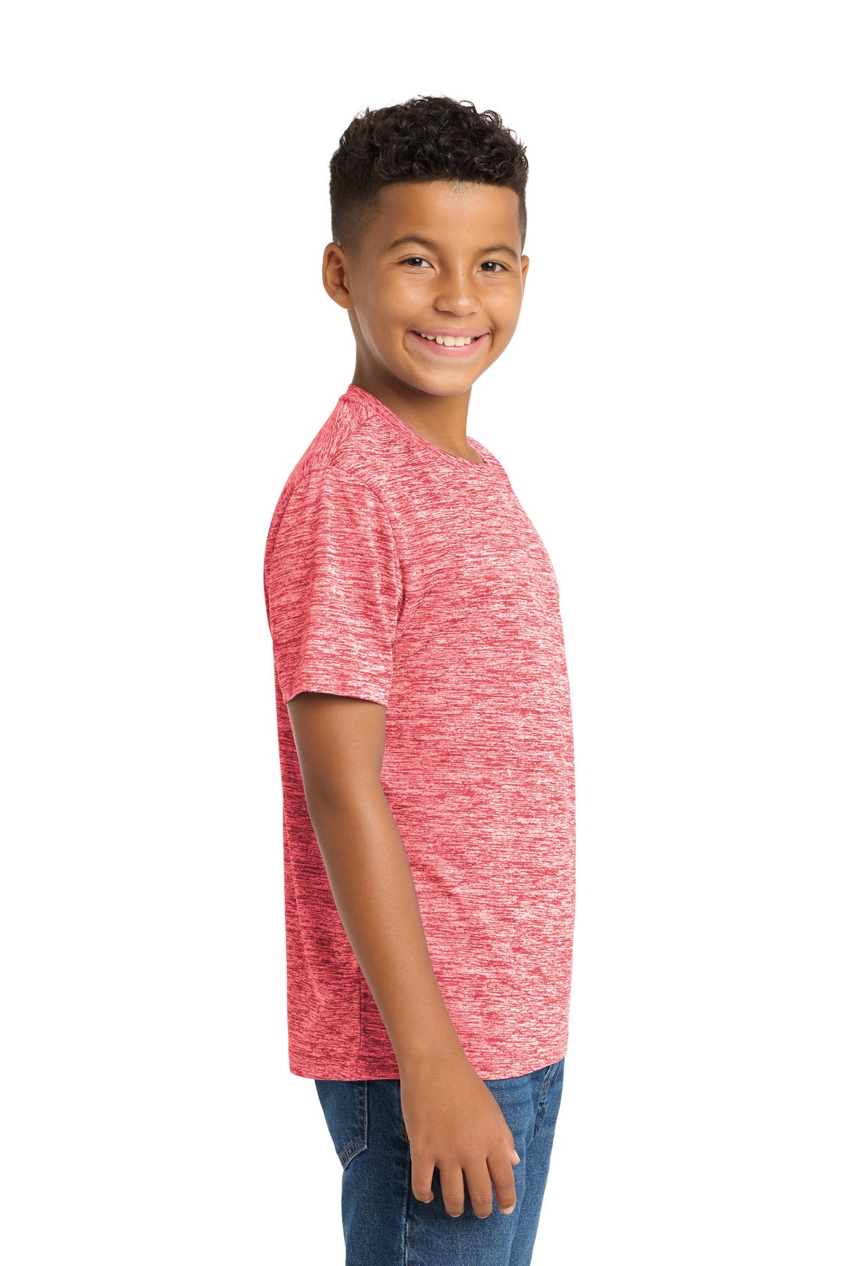 Deep Red Elect Sport-Tek Youth PosiCharge Electric Heather Tee. YST390