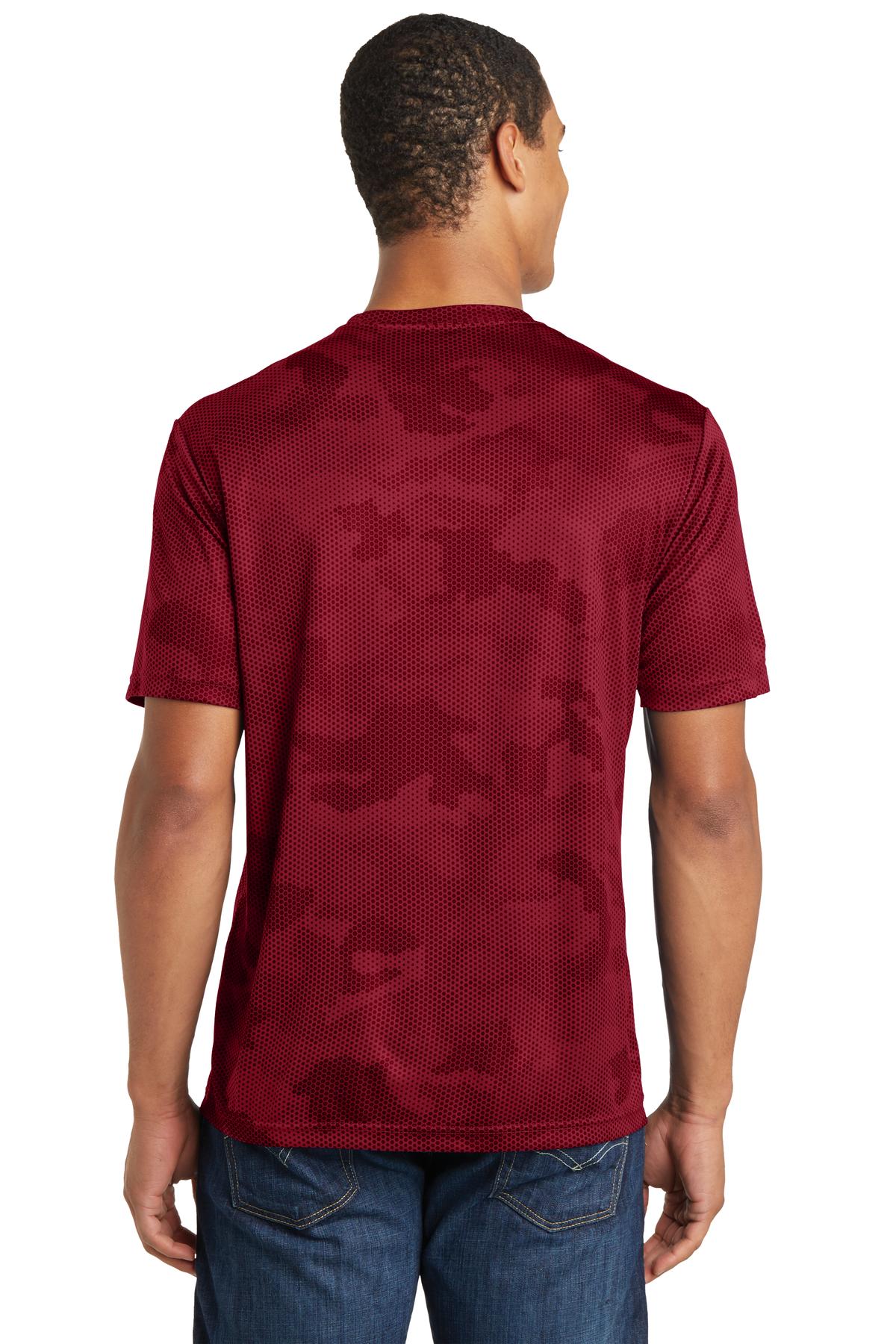 Deep Red Sport-Tek CamoHex Tee. ST370
