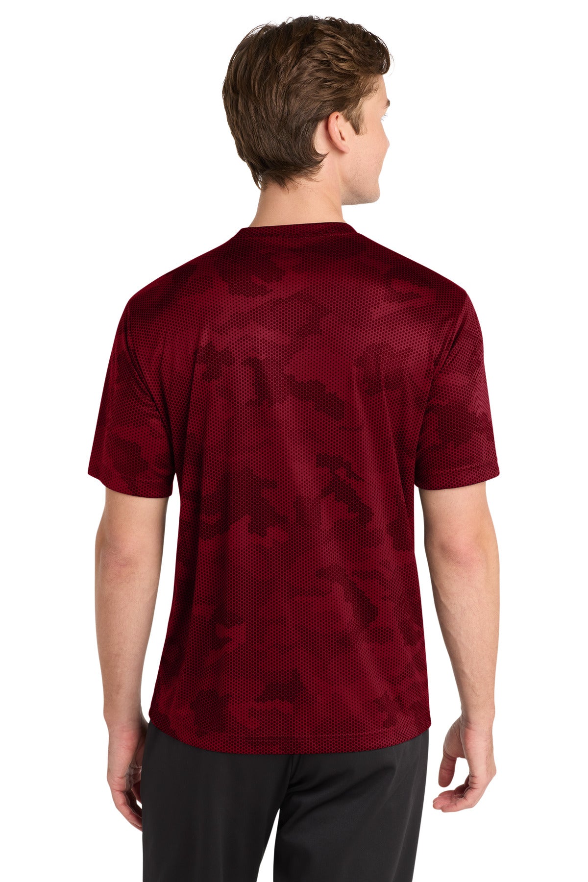 Deep Red Sport-Tek CamoHex Tee. ST370