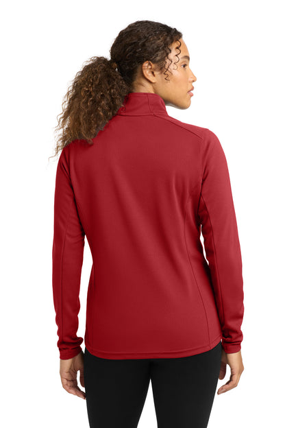 Deep Red Sport-Tek Women's Sport-Wick Textured 1/4-Zip Pullover. LST860