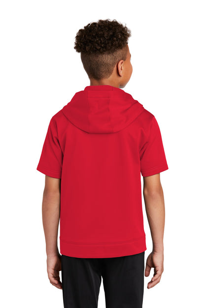 Deep Red Sport-Tek Youth Sport-Wick Fleece Short Sleeve Hooded Pullover. YST251