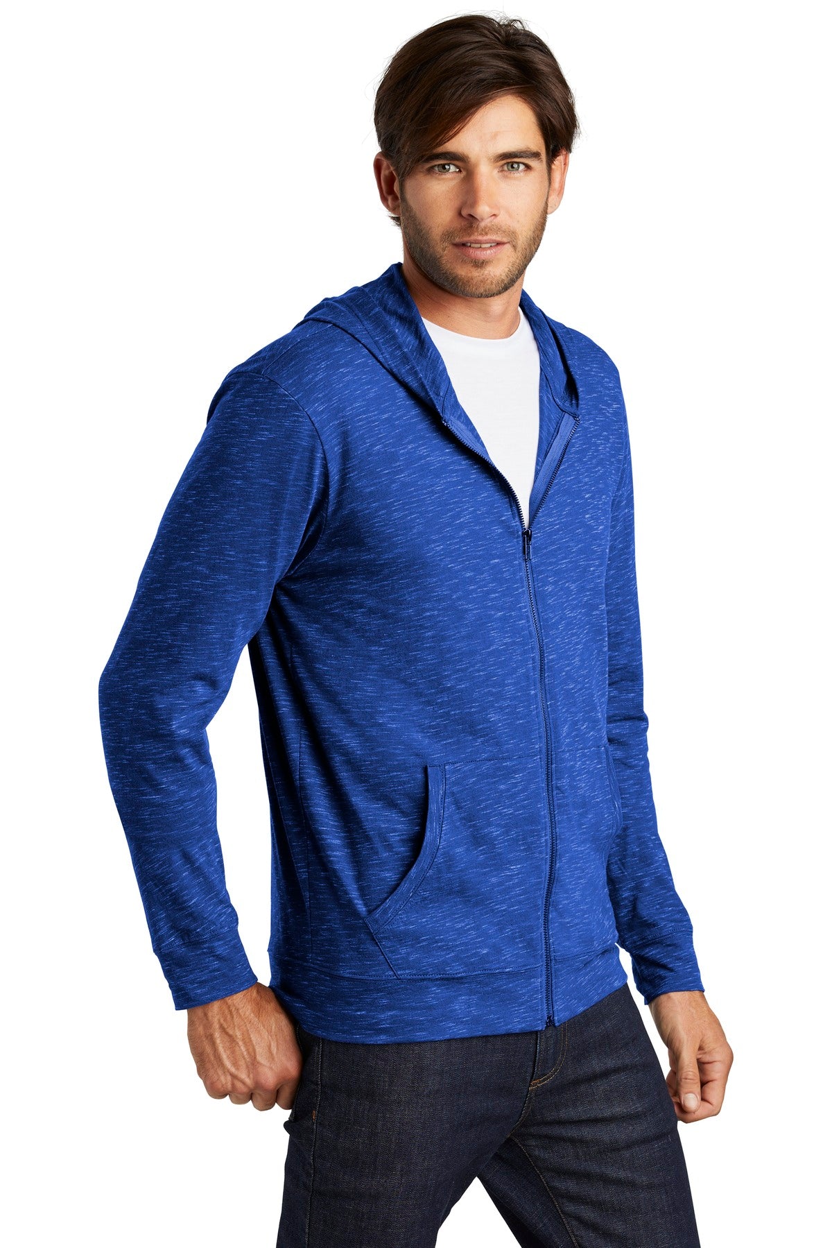 Deep Royal District Medal Full-Zip Hoodie. DT565