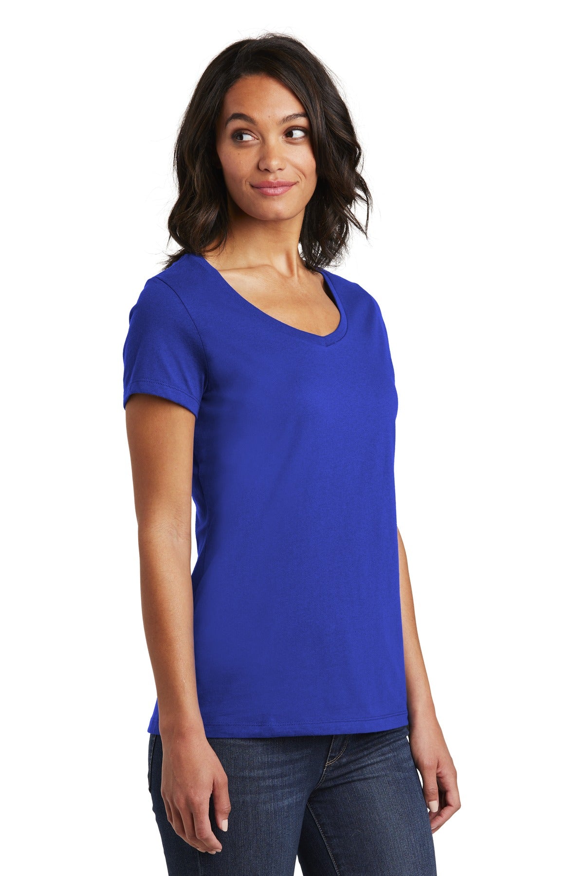 Deep Royal District Women's Very Important Tee V-Neck. DT6503