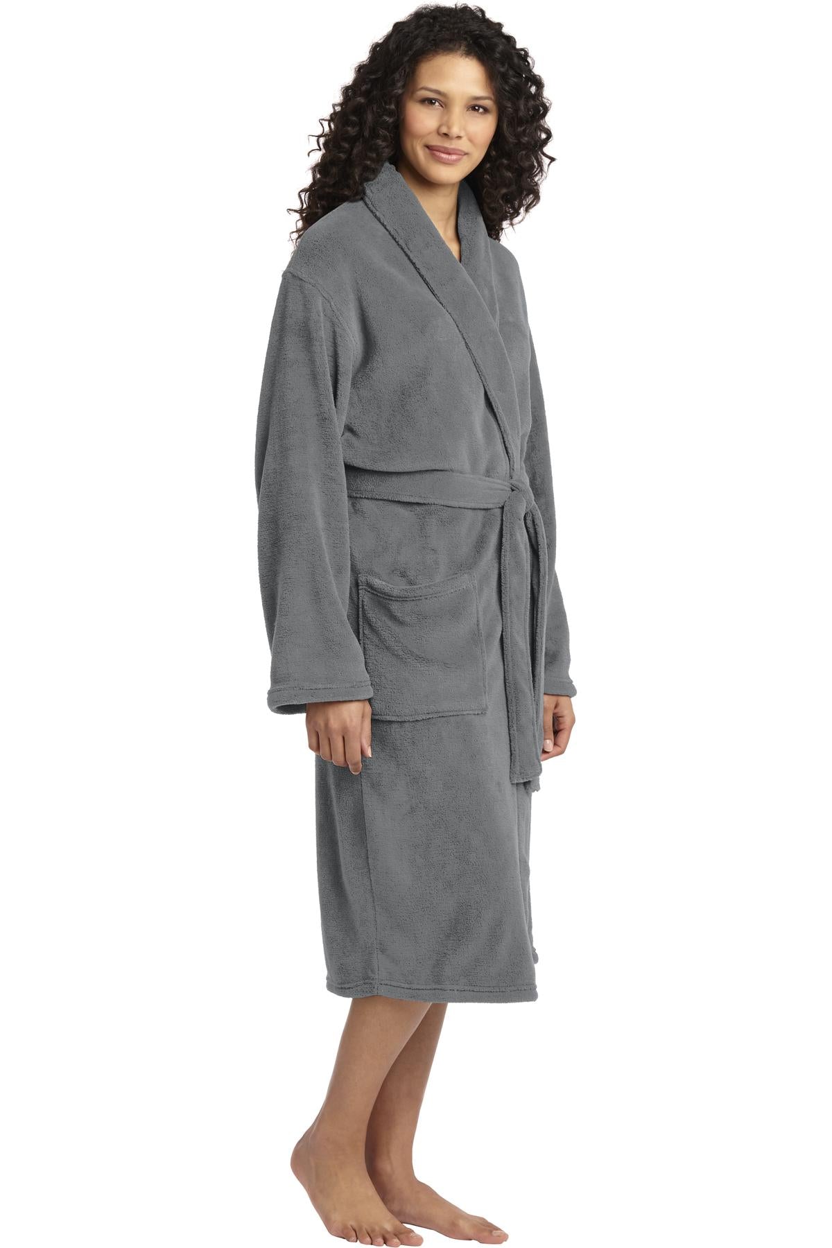 Deep Smoke Port Authority Plush Microfleece Shawl Collar Robe. R102