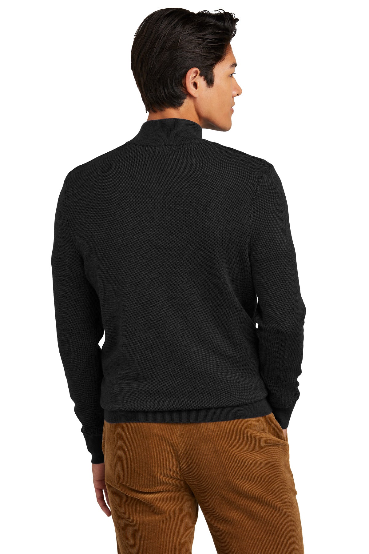 DeepBlack Brooks Brothers Washable Merino Birdseye 1/4-Zip Sweater BB18412