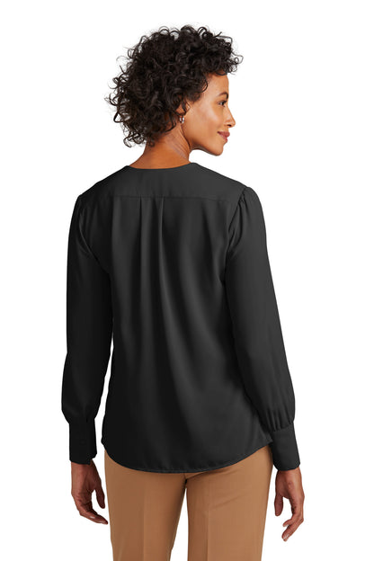 DeepBlack Brooks Brothers Women's Open-Neck Satin Blouse BB18009