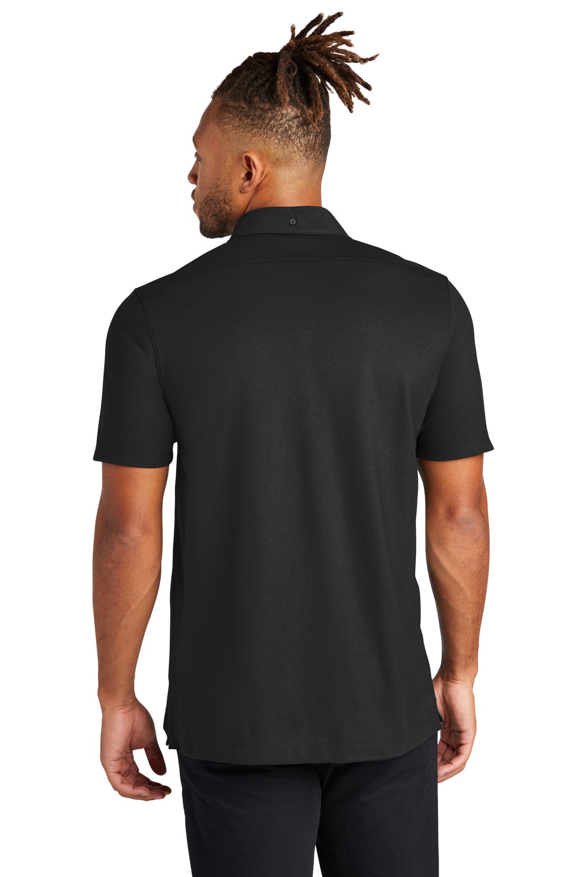 DeepBlack Mercer+Mettle Stretch Pique Full-Button Polo MM1006