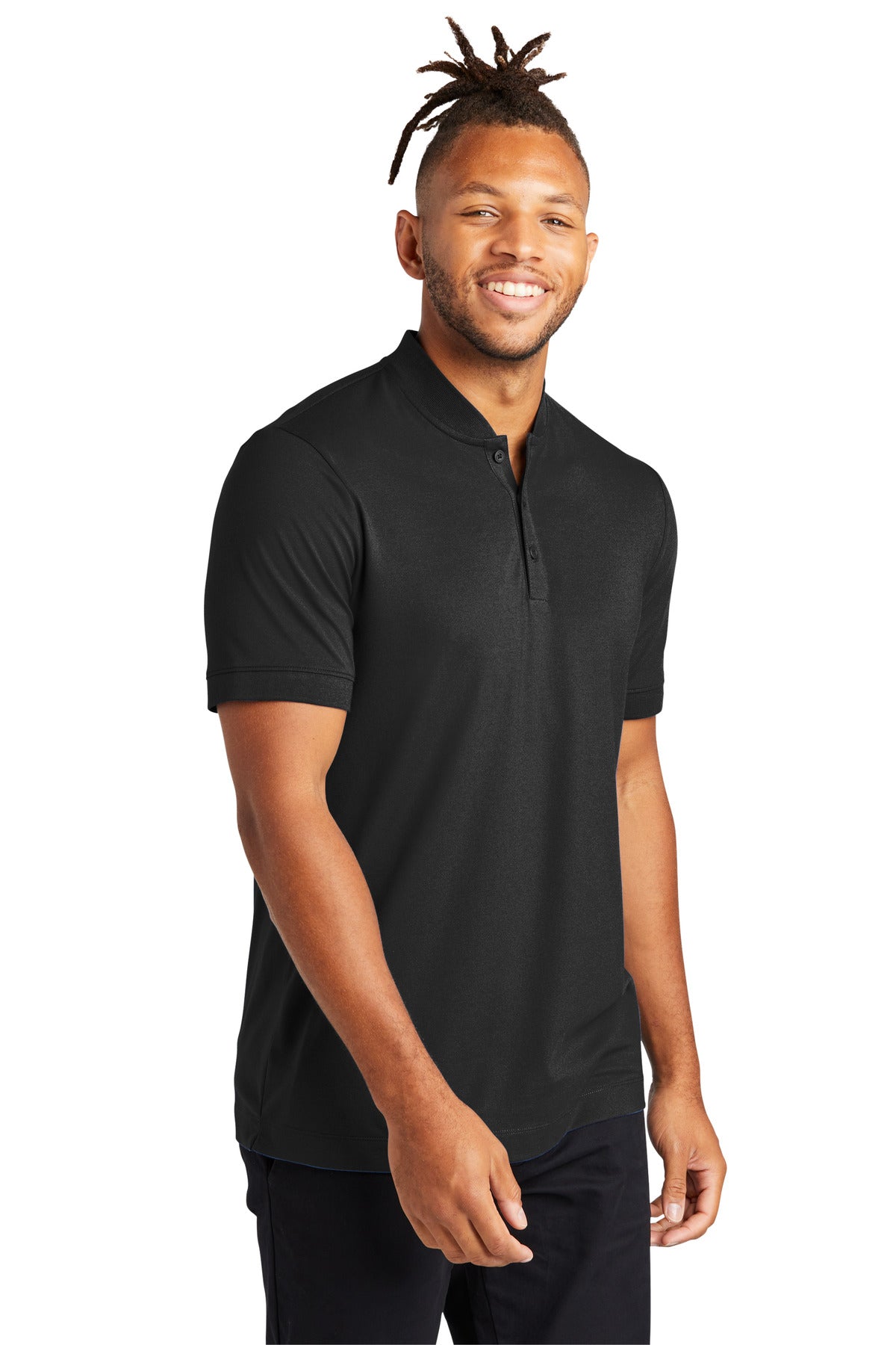 DeepBlack Mercer+Mettle Stretch Pique Henley MM1008