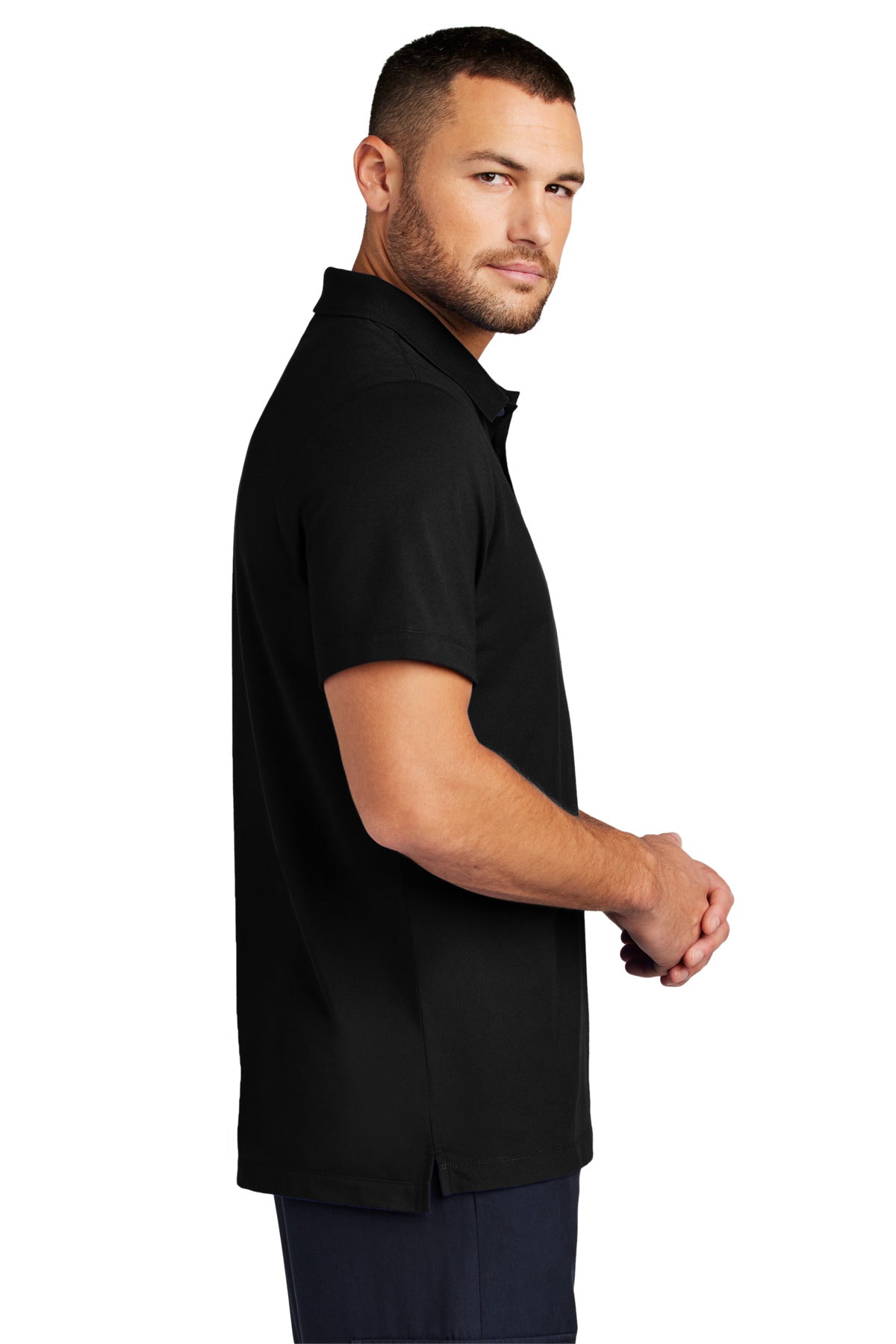 DeepBlack Mercer+Mettle Stretch Pique Polo MM1004