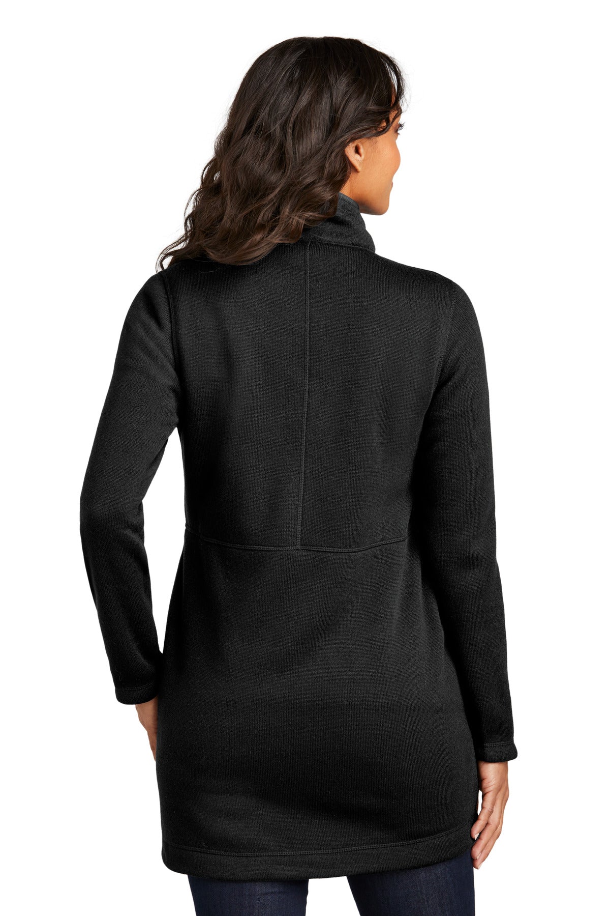 DeepBlack Port Authority Women's Arc Sweater Fleece Long Jacket L425